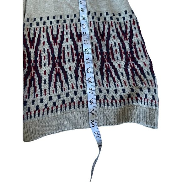 Style & Co Sweater Cardigan Women's Sz Small Open Front Tan Red Blue Fringe - Picture 11 of 11